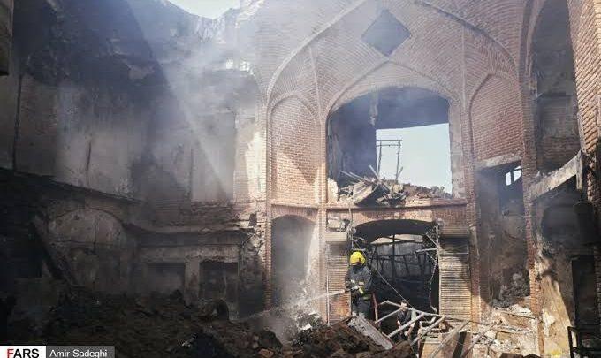 The ceiling of the historical market of Tabriz collapsed