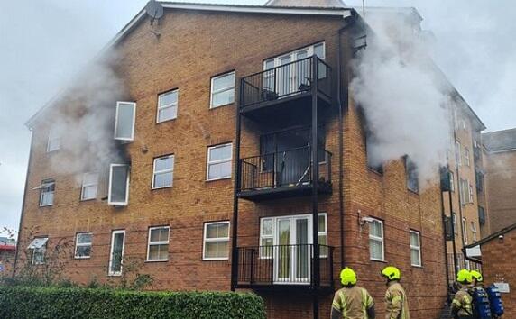 A terrible fire in a building in England -
