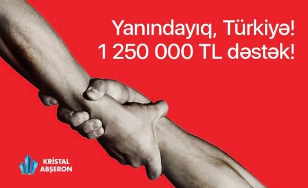 “Kristal Abşeron”dan Türkiyəyə 1 250 000 TL-lik dəstək!