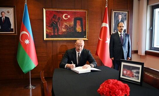 Ilham Aliyev at the Turkish Embassy
