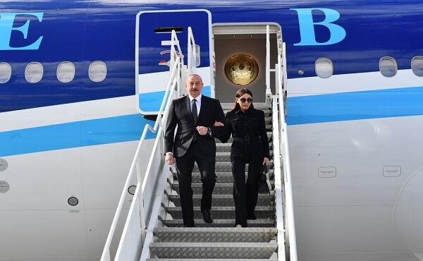 Ilham Aliyev arrives in Lithuania on official visit