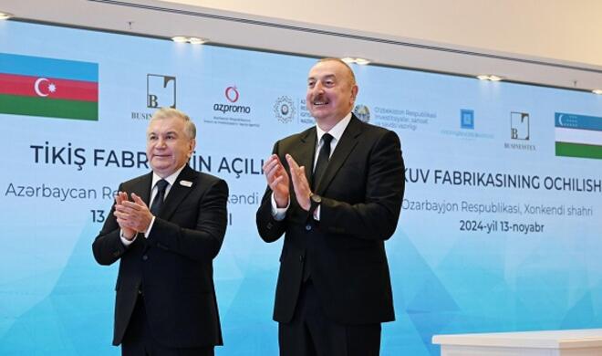 Əliyev Mirziyayevlə görüşdü: Xankəndidə fabrik açıldı - Foto