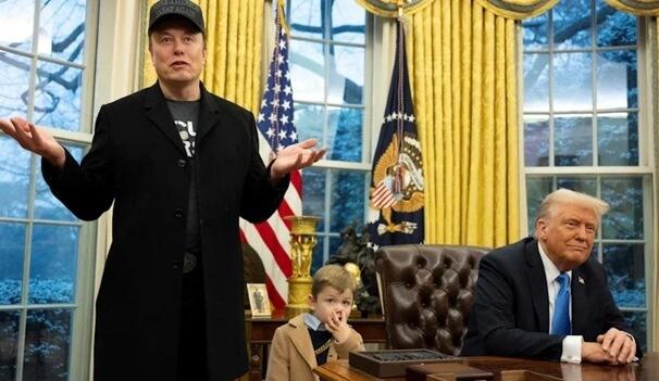 Trump walks with Musk's son at White House - Video