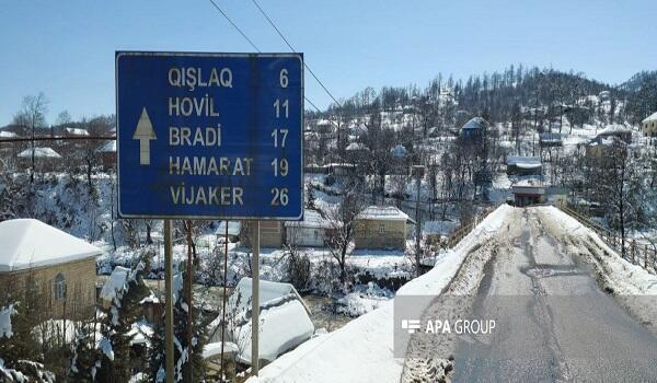 Lerikdə yolda qar uçqunu oldu - Foto