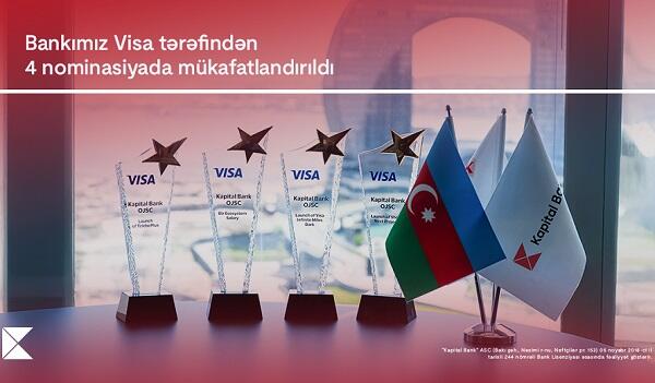 "Kapital Bank" "Visa" şirkəti tərəfindən 4 mükafata layiq görüldü