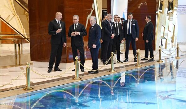 Liderlər akvariumdakı balıqları seyr etdi - Video